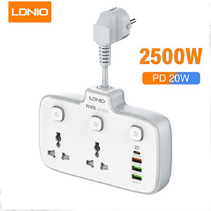 LDNIO SC2413 PD & QC3.0 2 Universal Outlets Power Socket