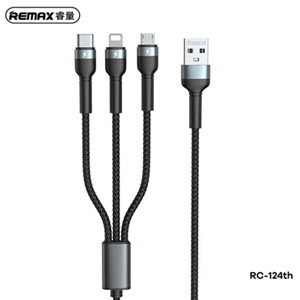 Remax RC-124th 3-in-1 Braided Data Cable-Black