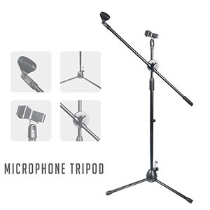 Microphone Floor Stand With Adjustable Two Microphone Holder (LW-38)