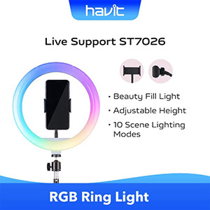 RGB LED Ring Light with Tripod (Havit ST7026)