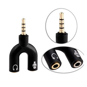 U-Shape Converter- 3.5mm Audio Splitter For Headphone and Microphone- Black