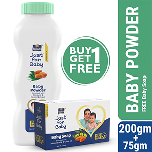 Parachute Just For Baby - Baby Powder (Free 75 gm Baby Soap)