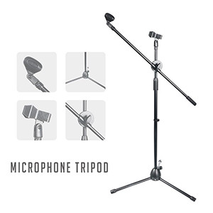 Microphone Floor Stand With Adjustable Two Microphone Holder (LW-38)