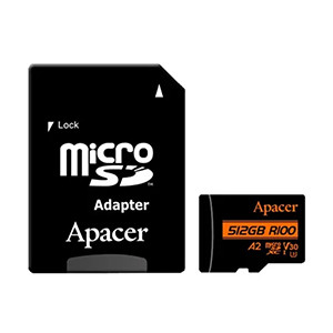 Apacer R100 MicroSDXC UHS-I U3 V30 A2 512GB Class-10 Memory Card with Adapter